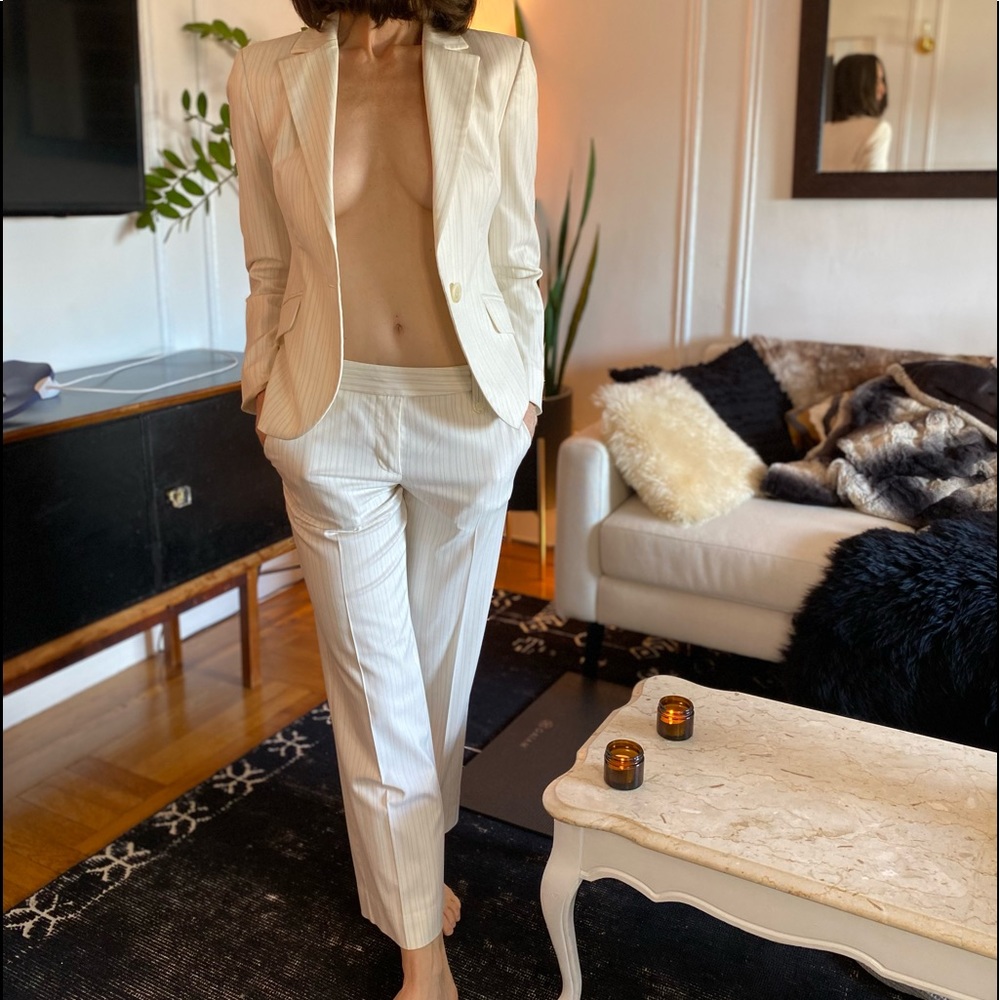 Sisley Tailored Summer Suit Set White Pinstripe